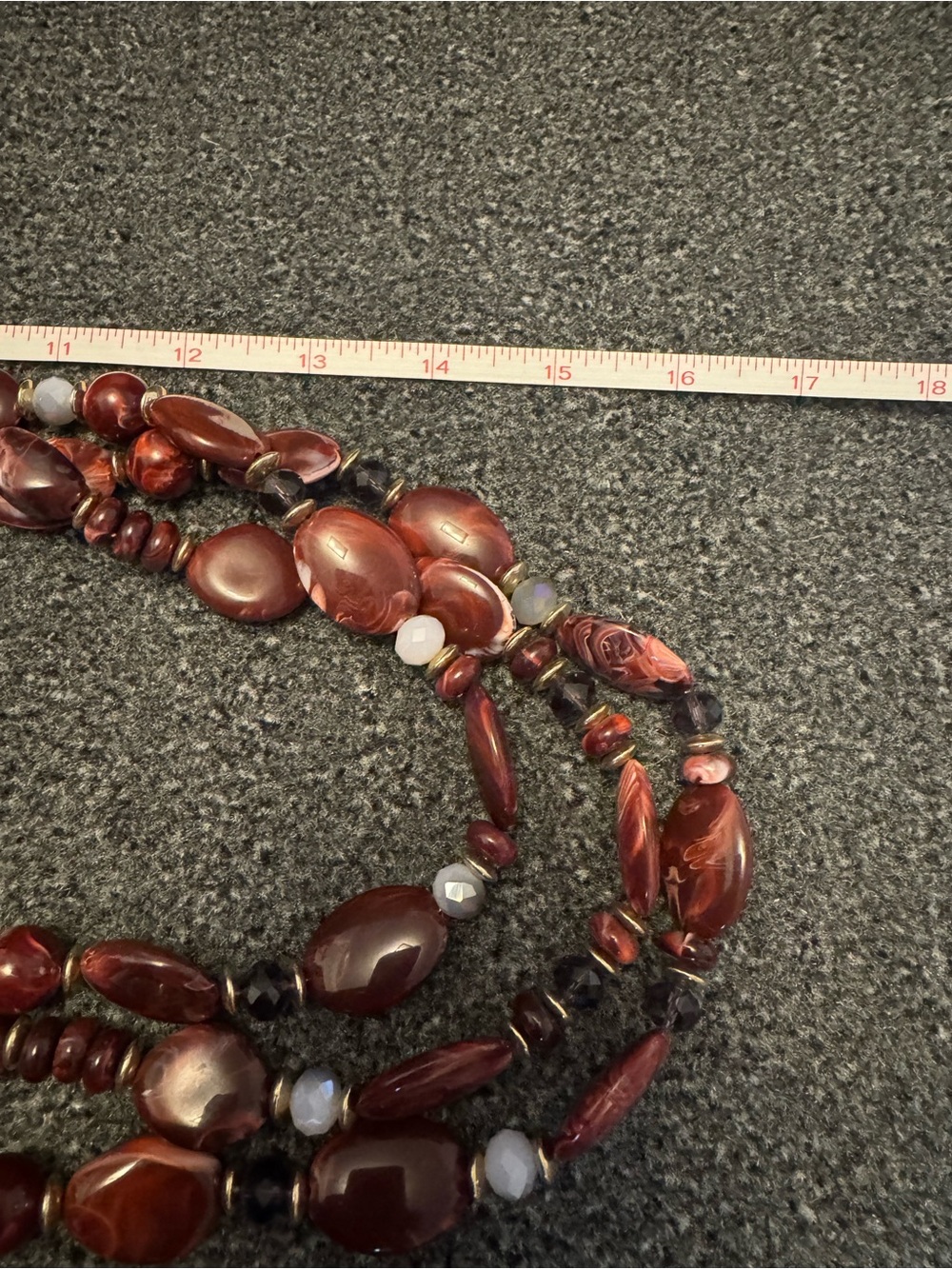 Red Multi-Strand Beaded Necklace - Women Jewelry - Picture 7 of 7